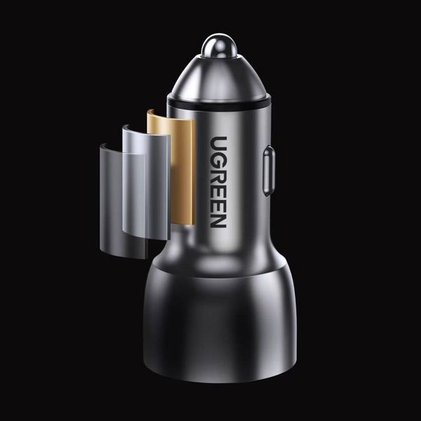 Ugreen CD213 Φορτιστής Αυτοκινήτου 36W, 1x USB-A QC 3.0 & 1x USB-C PD, Αλουμίνιο, Γκρι