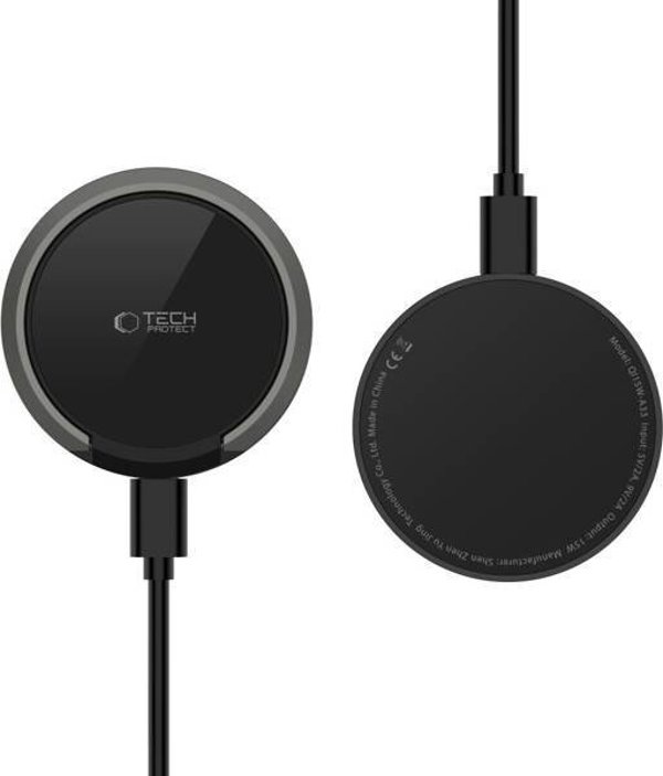 Tech-Protect QI15W-A33 Μαγνητικός Ασύρματος Φορτιστής MagSafe 15W, Μαύρος, Καλώδιο 1m