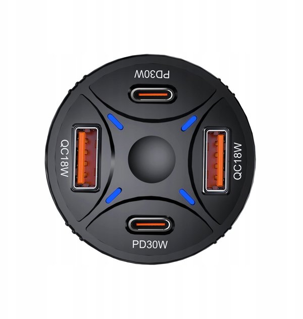 Ladowarka samochodowa Wozinsky WLS-04 60W 2xUSB-C 2xUSB-A czarna
