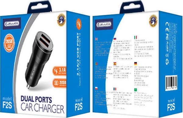 Ladowarka nemo Ladowarka Samochodowa 3.1A 18W 2x USB Jellico F2S czarna