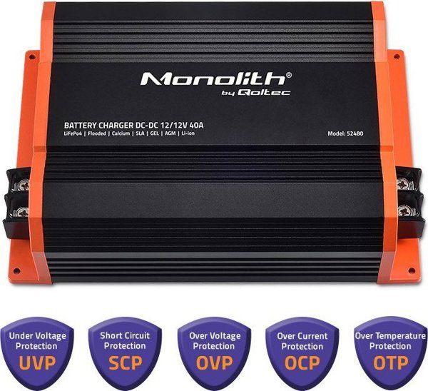 Φορτιστής Qoltec Φορτιστής Monolith DC-DC για μπαταρίες LiFePO4 AGM 12V-12V | 40A | 500W