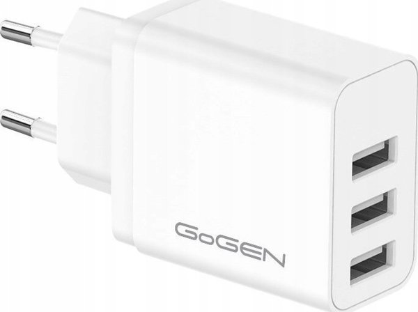 Φορτιστής Τοίχου GoGEN ACH301W, 3x USB, 15,5W, 3,1A, Λευκός