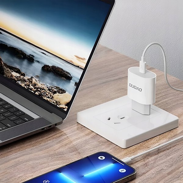 Dudao Φορτιστής Τοίχου A14EUC PD 20W USB-C με Καλώδιο Λευκός