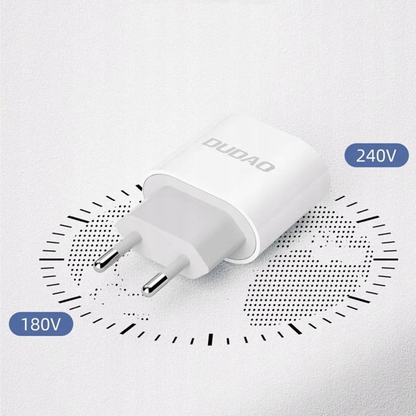 Dudao Φορτιστής Τοίχου A14EUC PD 20W USB-C με Καλώδιο Λευκός