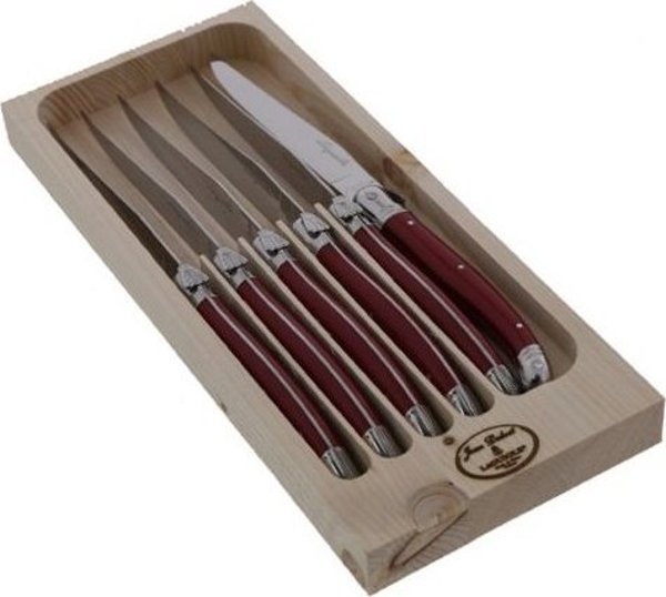 Laguiole Tradition Jean Dubost Laguiole 6 pcs. Knife Set, Acrylic Red