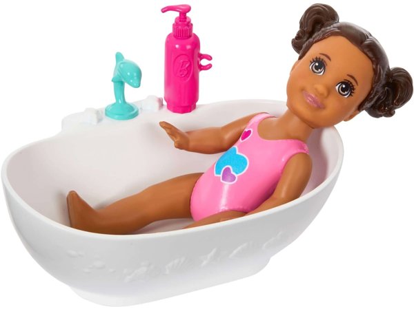 Κούκλα Barbie Skipper Νταντά με Μπανιέρα και Μωρό, Σετ Παιχνιδιού JJB43/JKC16