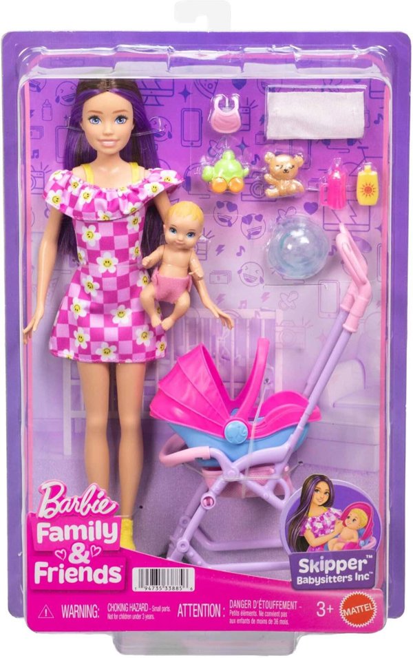 LALKA BARBIE SKIPPER OPIEKUNKA Z WOZKIEM I BOBASEM zestaw do zabawy JJB42/JKC16
