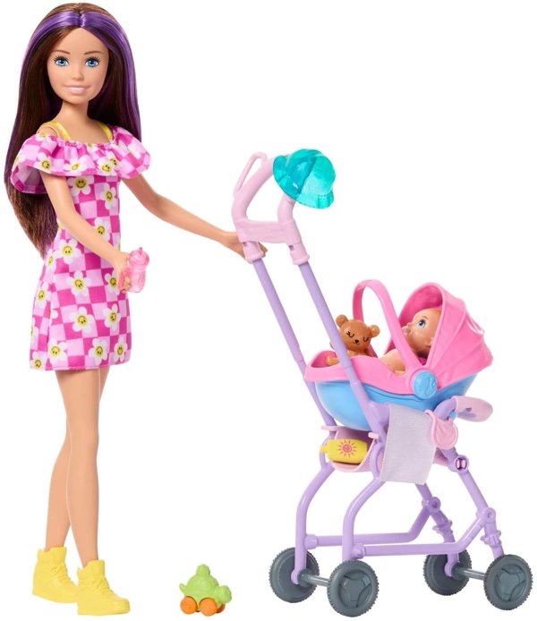 LALKA BARBIE SKIPPER OPIEKUNKA Z WOZKIEM I BOBASEM zestaw do zabawy JJB42/JKC16
