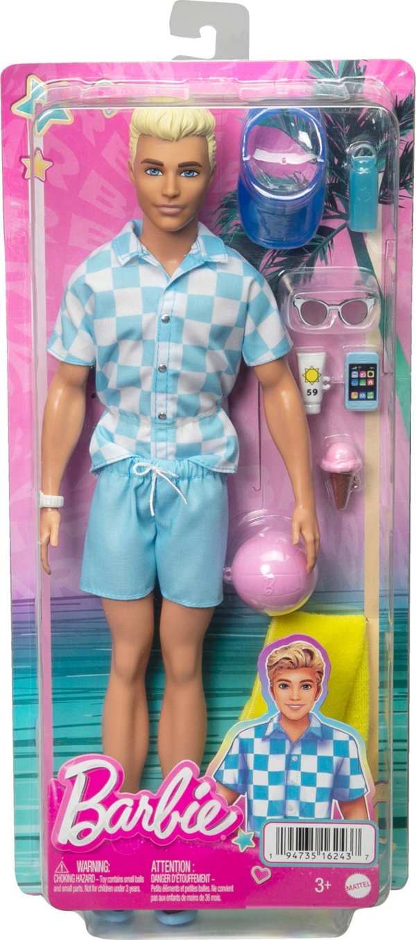 Κούκλα Barbie Barbie Ken στην παραλία Κούκλα + αξεσουάρ (HPL74)