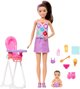 Κούκλα Barbie Skipper φροντίστρια με καρέκλα φαγητού και μωρό σετ παιχνιδιού JJB44/JKC16