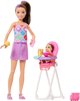 Κούκλα Barbie Skipper φροντίστρια με καρέκλα φαγητού και μωρό σετ παιχνιδιού JJB44/JKC16