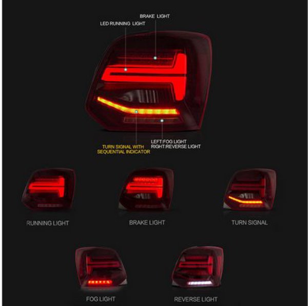 Lampy Volkswagen POLO V Tyl Dynamic LED Red