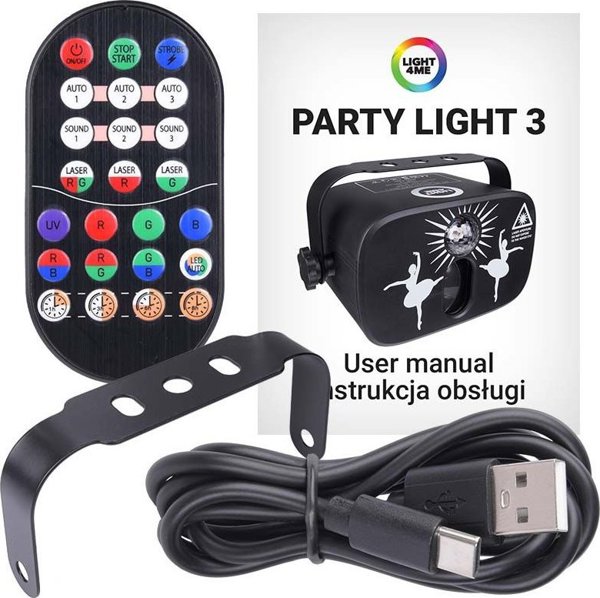 Φωτιστικό Στούντιο LIGHT4ME PARTY LIGHT 3 LED εφέ disco + τηλεχειριστήριο