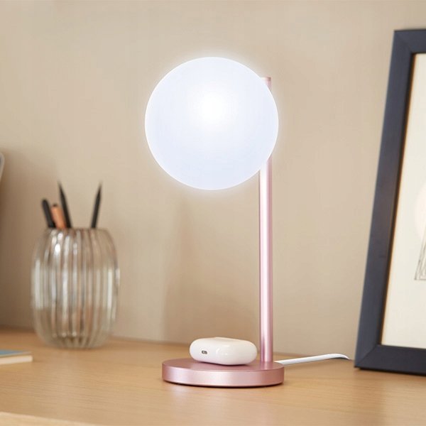 Lexon Bubble Lamp Επιτραπέζιο Φωτιστικό LED 15W με Επαγωγικό Φορτιστή Ανοιχτό Ροζ LH70LP