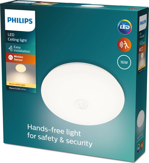 Philips Signify Mauve Φωτιστικό Οροφής LED με Αισθητήρα Κίνησης 1700lm, Λευκό