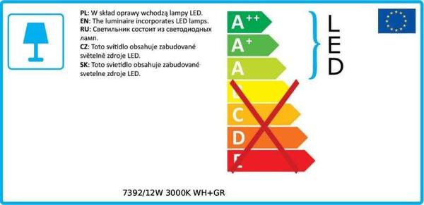 Lampa sufitowa Italux Moldes Big WH/GR Ceiling 3000K SLC7392/12W 3000K WH+GR