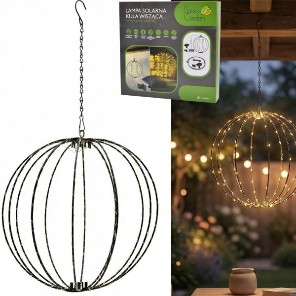 Ηλιακή κρεμαστή λάμπα σφαίρα 30cm 120 LED θερμό λευκό