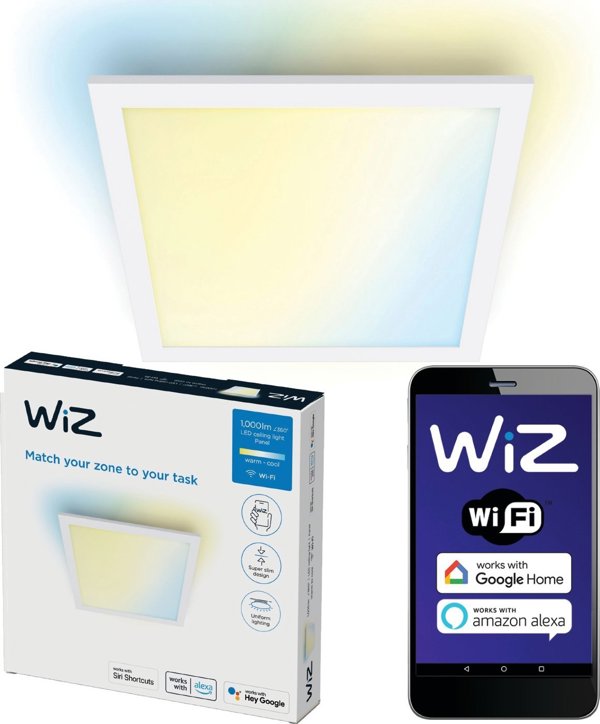 Signify WiZ Panel Φωτιστικό Οροφής LED Τετράγωνο, Tunable White, 1000lm, Λευκό