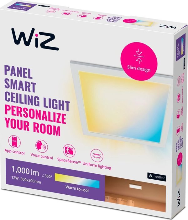 Signify WiZ Panel Φωτιστικό Οροφής LED Τετράγωνο, Tunable White, 1000lm, Λευκό