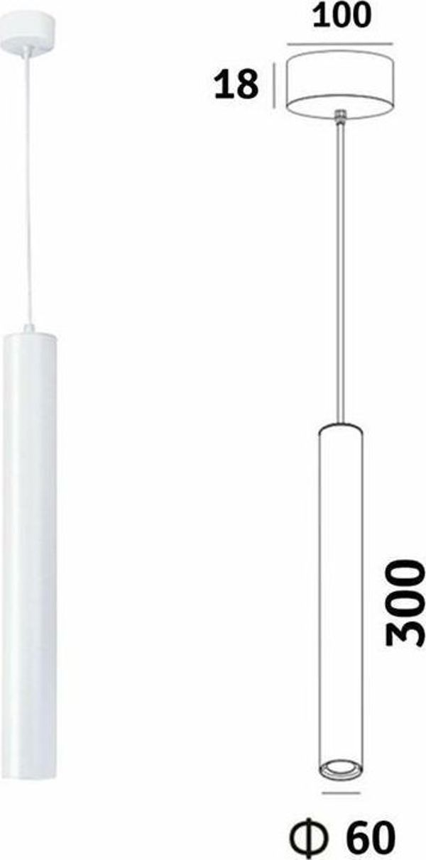 Κρεμαστό φωτιστικό Aptel ZD74J τύπου σωλήνα 230w 8W LED (Λευκό)