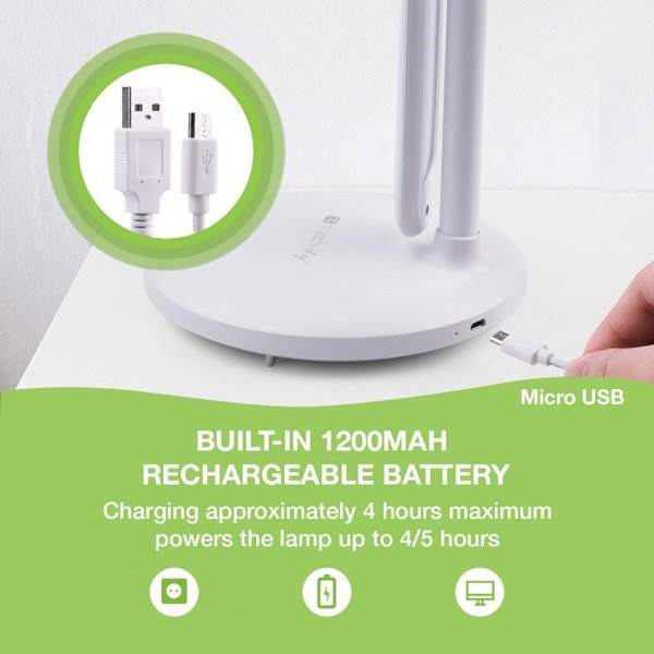 Techly I-LAMP-DSK9 Επιτραπέζιο Φωτιστικό Γραφείου LED 4W Ασύρματο, Ρυθμιζόμενο, Αναδιπλούμενο με Αφή, Λευκό