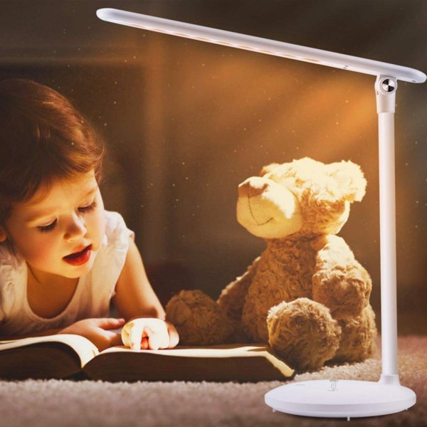Techly I-LAMP-DSK9 Επιτραπέζιο Φωτιστικό Γραφείου LED 4W Ασύρματο, Ρυθμιζόμενο, Αναδιπλούμενο με Αφή, Λευκό