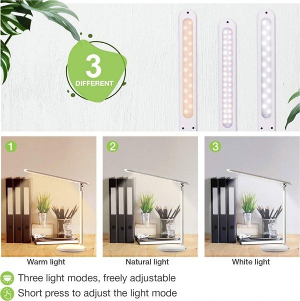 Techly I-LAMP-DSK9 Επιτραπέζιο Φωτιστικό Γραφείου LED 4W Ασύρματο, Ρυθμιζόμενο, Αναδιπλούμενο με Αφή, Λευκό