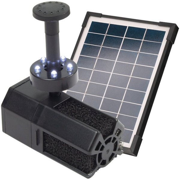 Lampa Aquagarden liberty, kompaktowa pompa solarna, do oczka wodnego, 240 l/h, max wys 1,25 cm, LED 0,15W, panel solarny 5W