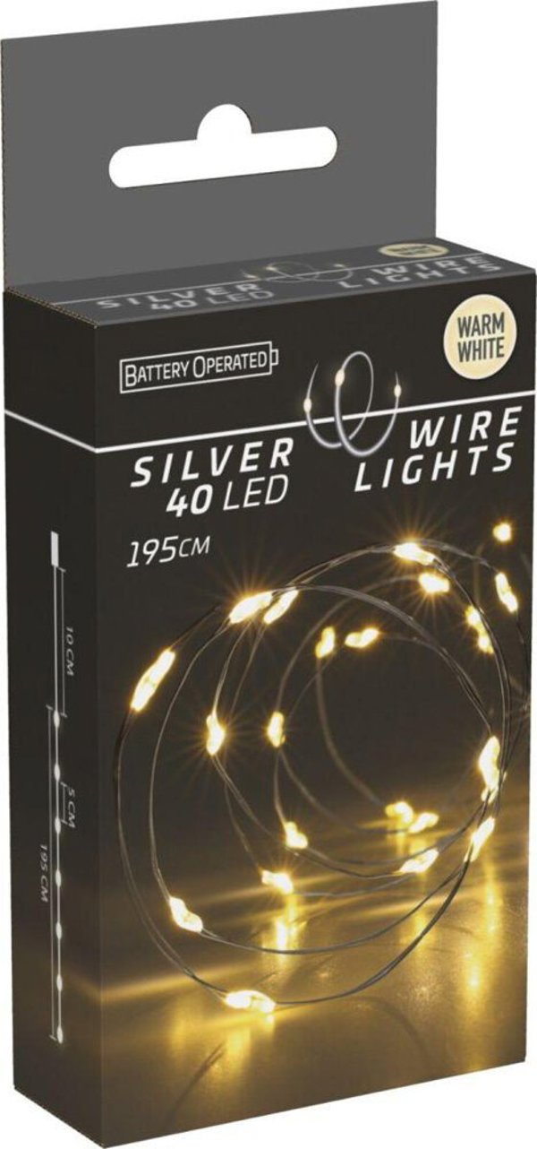 Λαμπάκια σύρματα με μπαταρίες γιρλάντα 40 led ζεστό λευκό