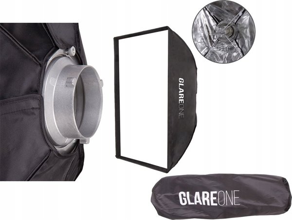 GlareOne Softbox 25x100 PRO Λάμπα Στούντιο με Πλέγμα