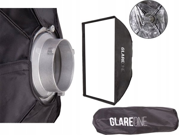 GlareOne Softbox 25x100 PRO Λάμπα Στούντιο με Πλέγμα
