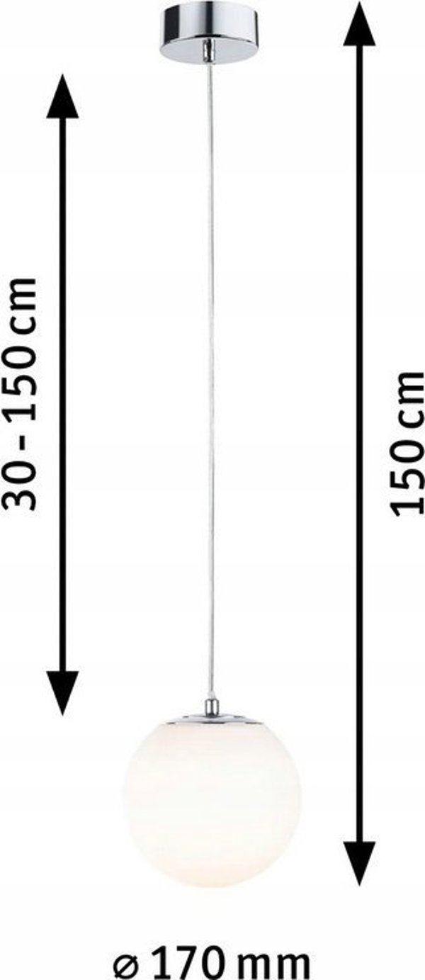 Paulmann Gove Κρεμαστό Φωτιστικό Μπάνιου LED 9W 900lm 3000K IP44 Χρώμιο Σατινέ, Μεταλλικό