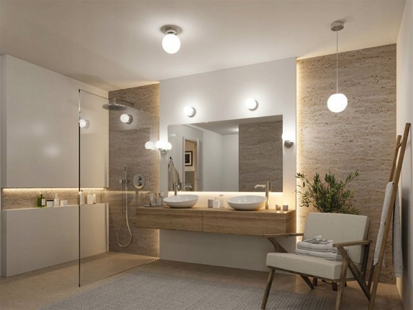 Paulmann Gove Κρεμαστό Φωτιστικό Μπάνιου LED 9W 900lm 3000K IP44 Χρώμιο Σατινέ, Μεταλλικό