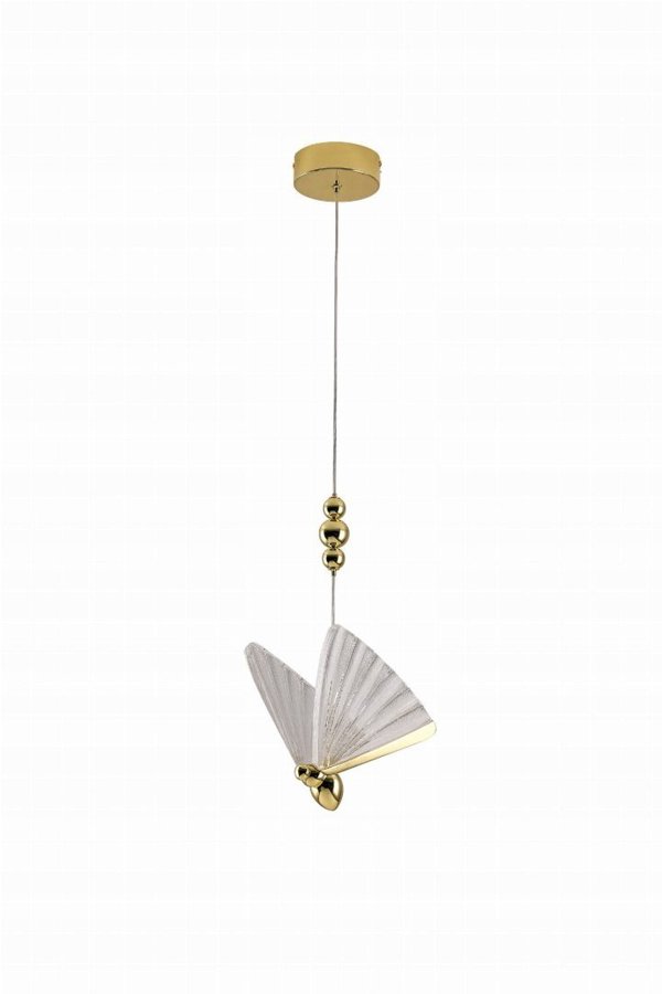 Κρεμαστό Φωτιστικό Light Prestige Mariposa LP-1715/1P, 8W LED, Μεταβλητό Φως (3000K-6000K), 1040Lm, Διαφανές/Χρυσό