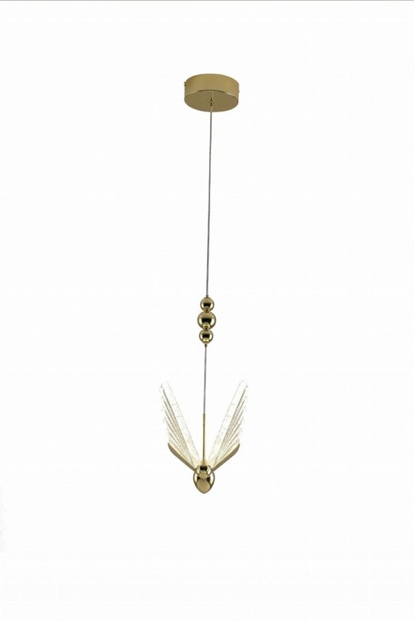 Κρεμαστό Φωτιστικό Light Prestige Mariposa LP-1715/1P, 8W LED, Μεταβλητό Φως (3000K-6000K), 1040Lm, Διαφανές/Χρυσό