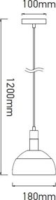 V-TAC VT-7100 Μονόφωτο Κρεμαστό Φωτιστικό 1x60W