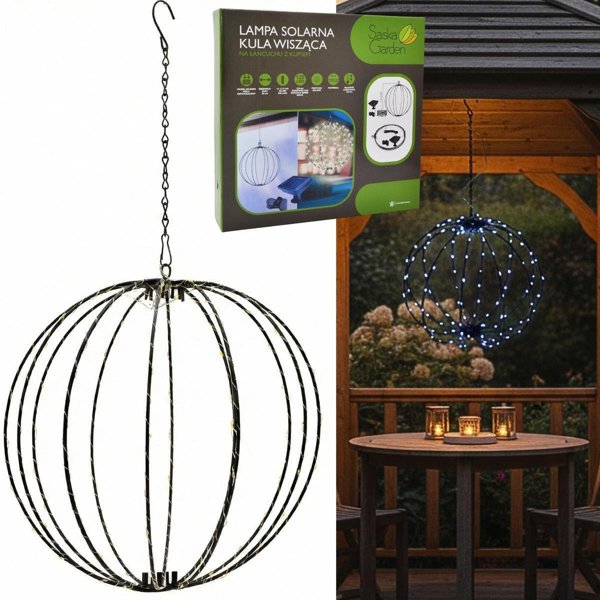 Φωτιστικό Ηλιακό Κρεμαστό Μπάλα 30cm 120 LED Ψυχρό Λευκό
