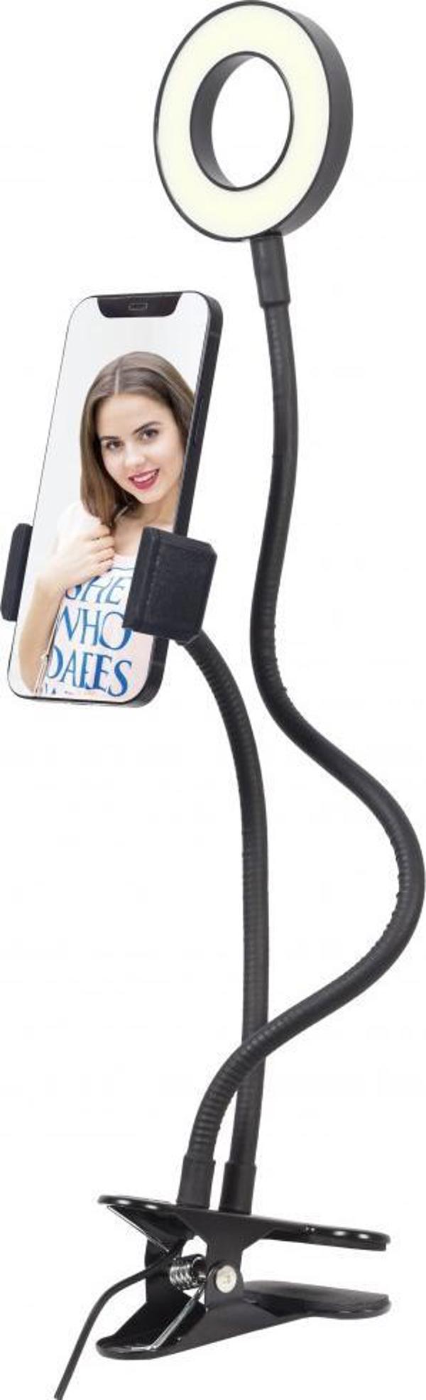 Gembird Ring Light Για Selfie Με Βάση Smartphone, Ρυθμιζόμενη Φωτεινότητα, USB, Μαύρο