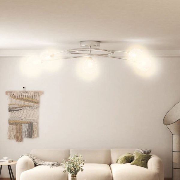 vidaXL Οροφή φωτιστικό με μεταλλικές καπέλες, 5 LED λαμπτήρες, G9