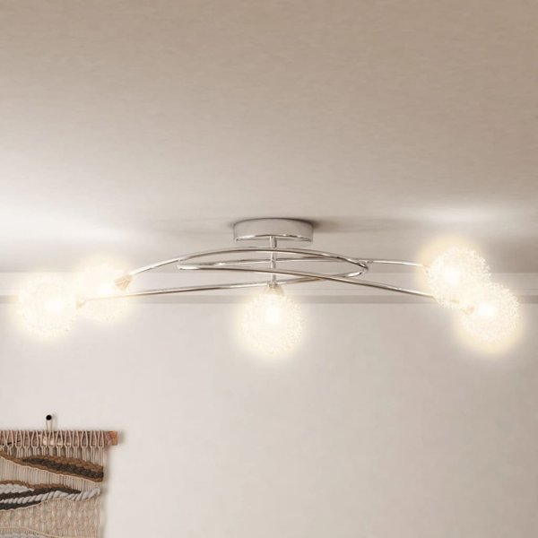 vidaXL Οροφή φωτιστικό με μεταλλικές καπέλες, 5 LED λαμπτήρες, G9