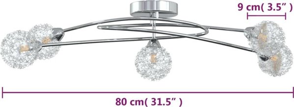 vidaXL Οροφή φωτιστικό με μεταλλικές καπέλες, 5 LED λαμπτήρες, G9