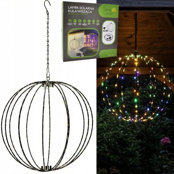 Ηλιακή κρεμαστή λάμπα σφαίρα 30cm 120 LED πολύχρωμη