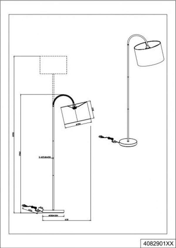 Φωτιστικό δαπέδου Hostel 156 cm E27 ατσάλι/ύφασμα 60W μαύρο/χρυσό