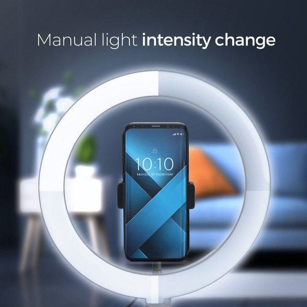 Techonic LED Ring Stream Φωτιστικό Δαχτυλίδι 13 ιντσών με Βάση και Στήριγμα Τηλεφώνου