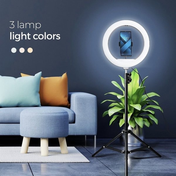 Techonic LED Ring Stream Φωτιστικό Δαχτυλίδι 13 ιντσών με Βάση και Στήριγμα Τηλεφώνου