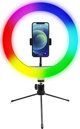 Powerton Ring Light WPRL1RGB 10" RGB LED με Τρίποδο και Βάση Smartphone, Μαύρο