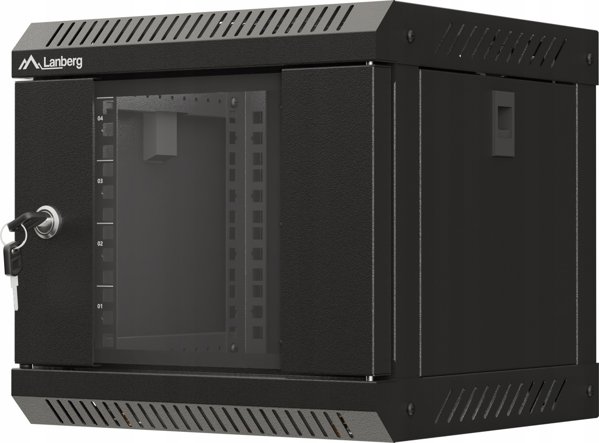 Lanberg Rack Τοίχου 19" 6U 600x450mm, Διάτρητη Πόρτα, Γκρι, Flat Pack