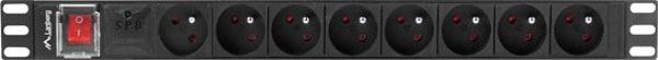 Lanberg PDU-08E-0200-BK Πολύπριζο Rack 19" 1U 8x 230V 16A, 2m, Μαύρο