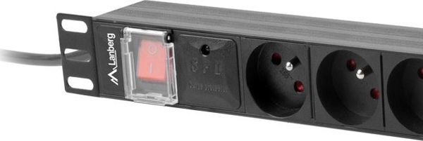 Lanberg PDU-08E-0200-BK Πολύπριζο Rack 19" 1U 8x 230V 16A, 2m, Μαύρο