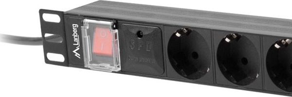 Lanberg Πολύπριζο Rack PDU 1U 8x Schuko 16A, 2m, PDU-08E-0200-BK, Μαύρο